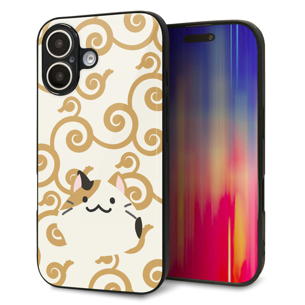iPhone16 強化ガラス&TPUスマホケース ガラプリ【HA245 もちねこ ミケ】