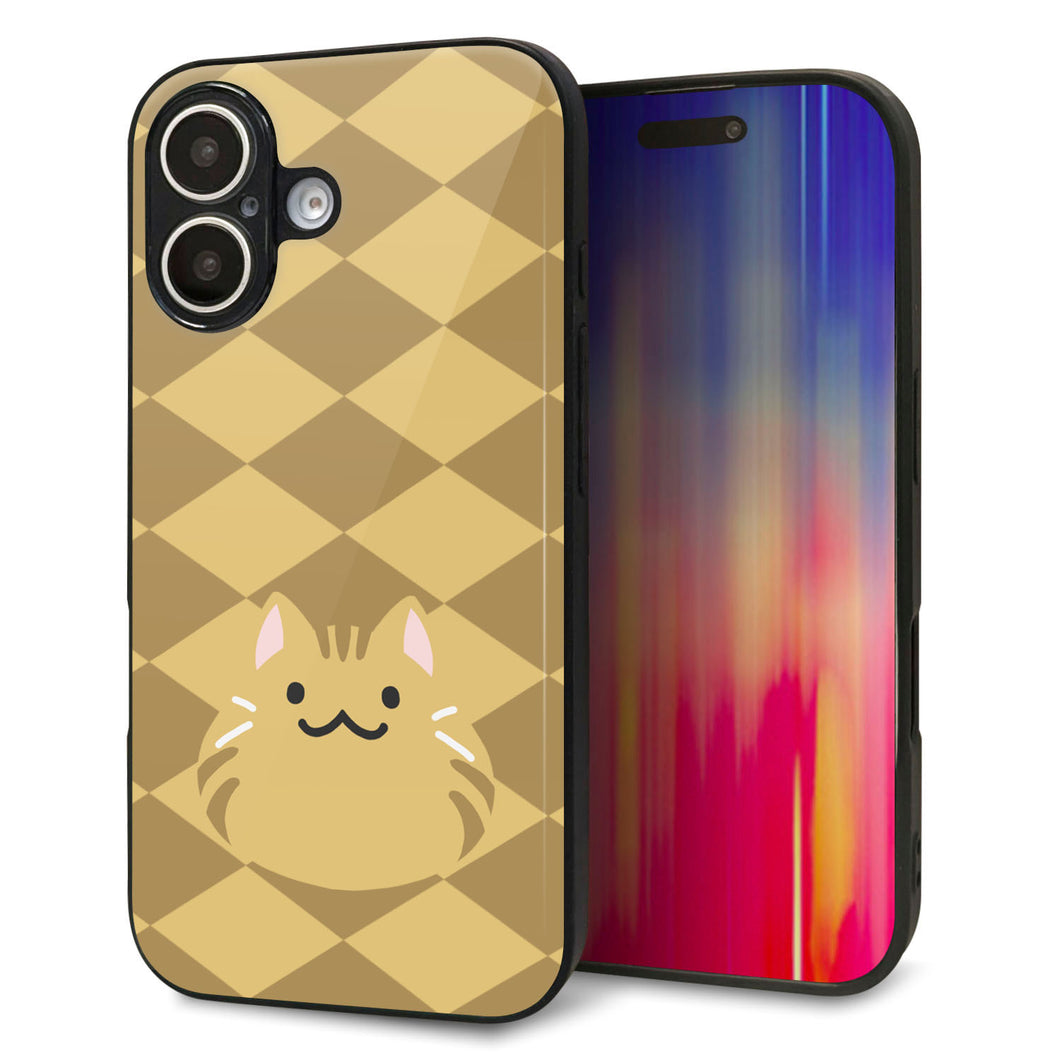 iPhone16 強化ガラス&TPUスマホケース ガラプリ【HA247 もちねこ 茶トラ】