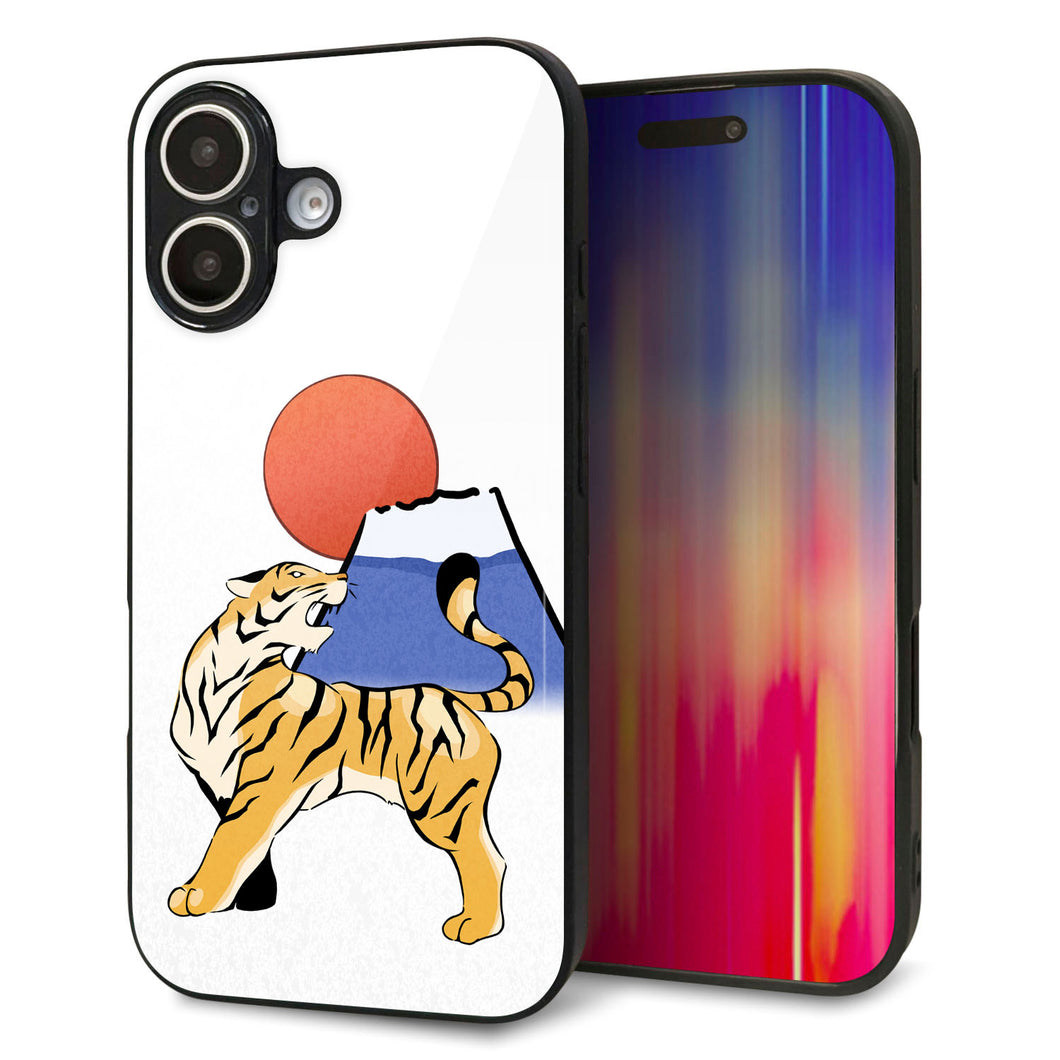 iPhone16 強化ガラス&TPUスマホケース ガラプリ【HA255 虎と富士】