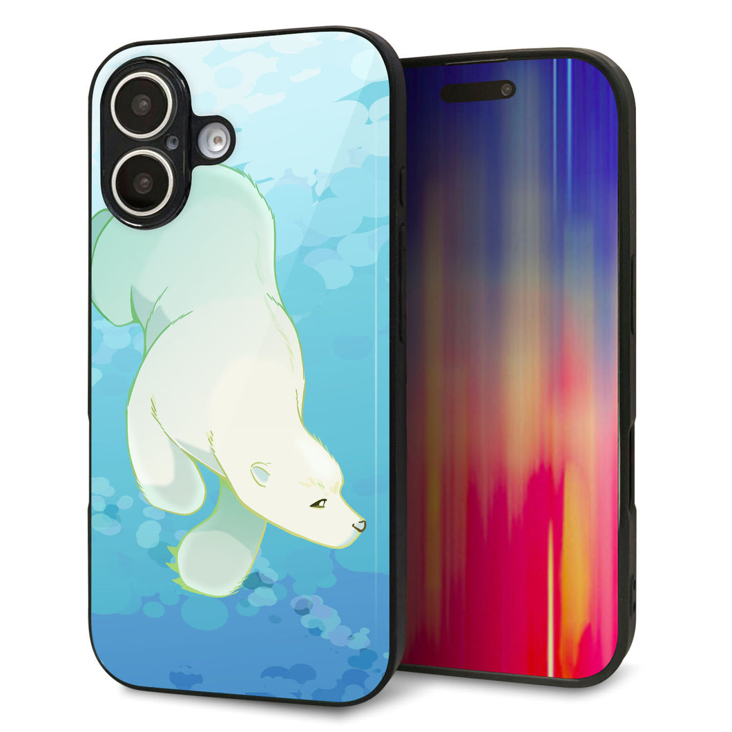 iPhone16 強化ガラス&TPUスマホケース ガラプリ【HA261 ポケットアクアリウム ホッキョクグマ】
