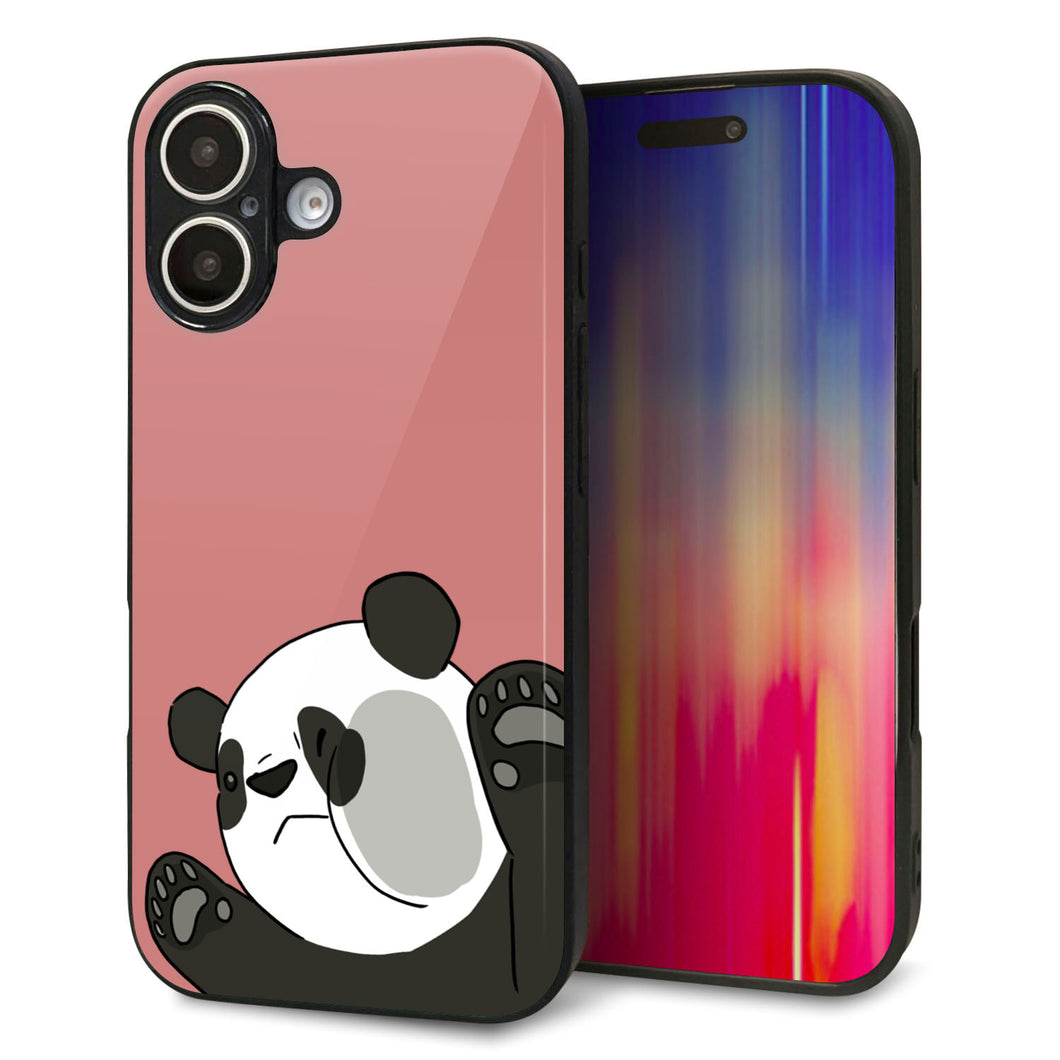 iPhone16 強化ガラス&TPUスマホケース ガラプリ【HA300 むぎゅっとパンダ】
