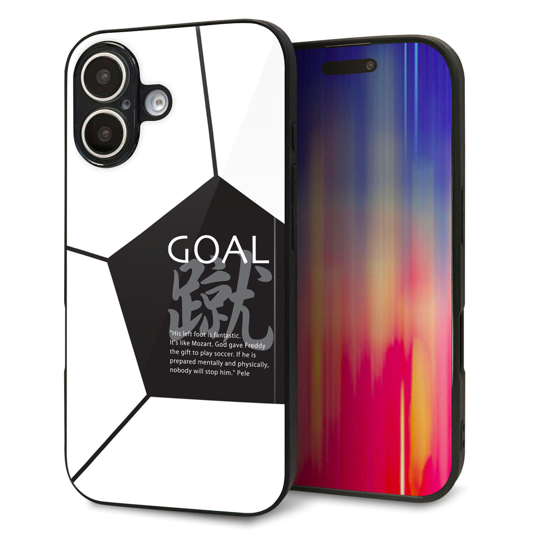 iPhone16 強化ガラス&TPUスマホケース ガラプリ【IB921 サッカーボール】