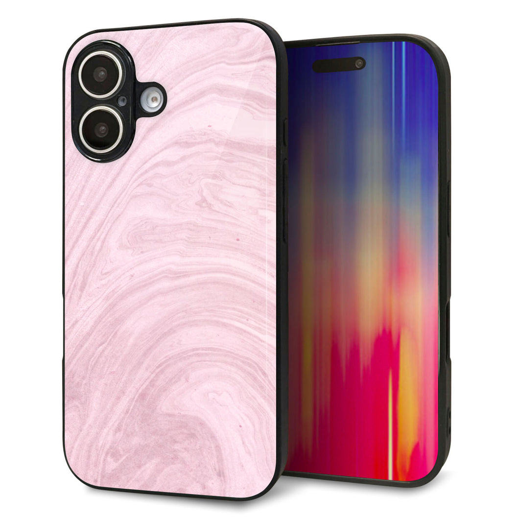 iPhone16 強化ガラス&TPUスマホケース ガラプリ【KM873 大理石ラベンダー】