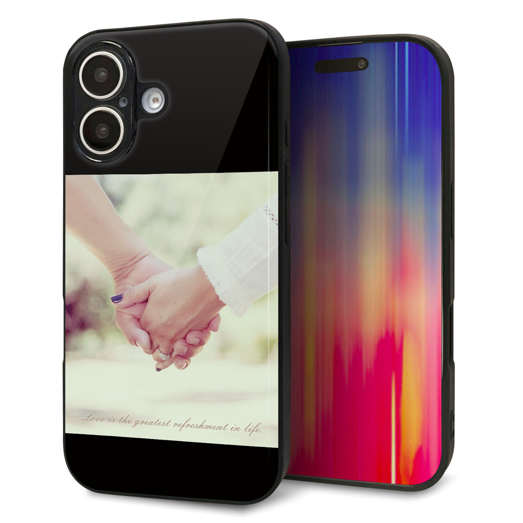 iPhone16 強化ガラス&TPUスマホケース ガラプリ【KM875 カップル】