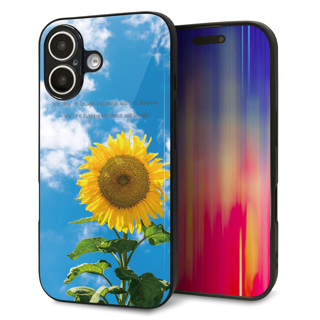 iPhone16 強化ガラス&TPUスマホケース ガラプリ【KM877 ヒマワリ】