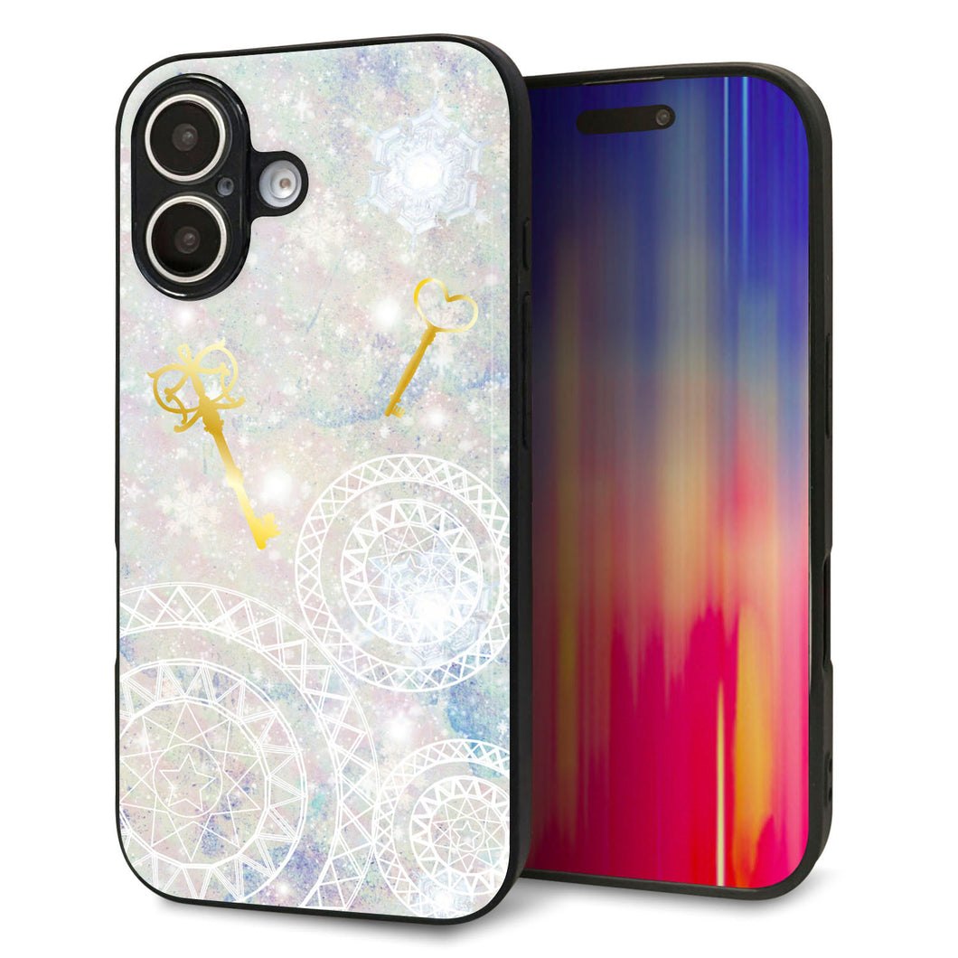 iPhone16 強化ガラス&TPUスマホケース ガラプリ【KM881 魔法陣と鍵】