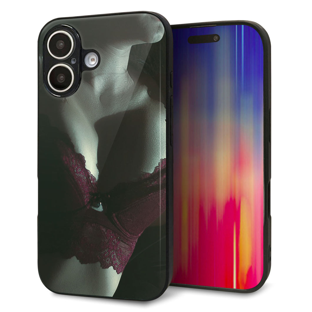 iPhone16 強化ガラス&TPUスマホケース ガラプリ【KM887 ランジェリー】