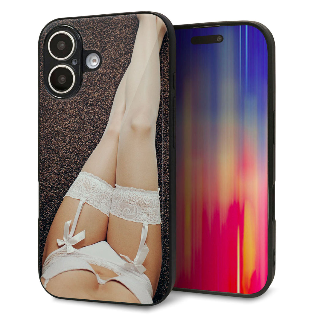 iPhone16 強化ガラス&TPUスマホケース ガラプリ【KM888 ストッキング】