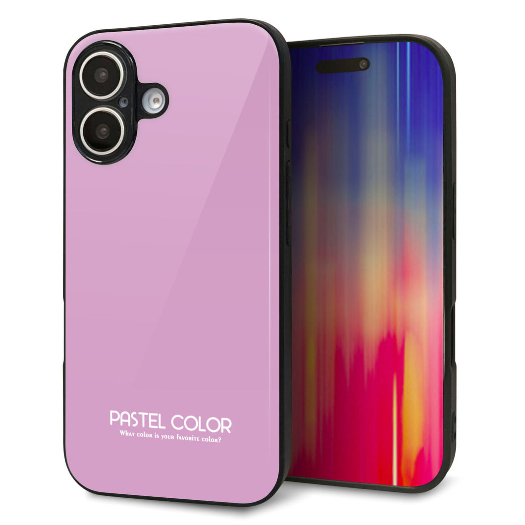iPhone16 強化ガラス&TPUスマホケース ガラプリ【KM901 パステルカラー(パステルラベンダー)】