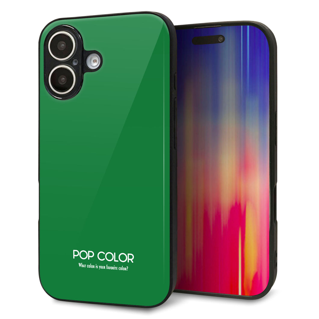 iPhone16 強化ガラス&TPUスマホケース ガラプリ【KM907 ポップカラー(グリーン)】