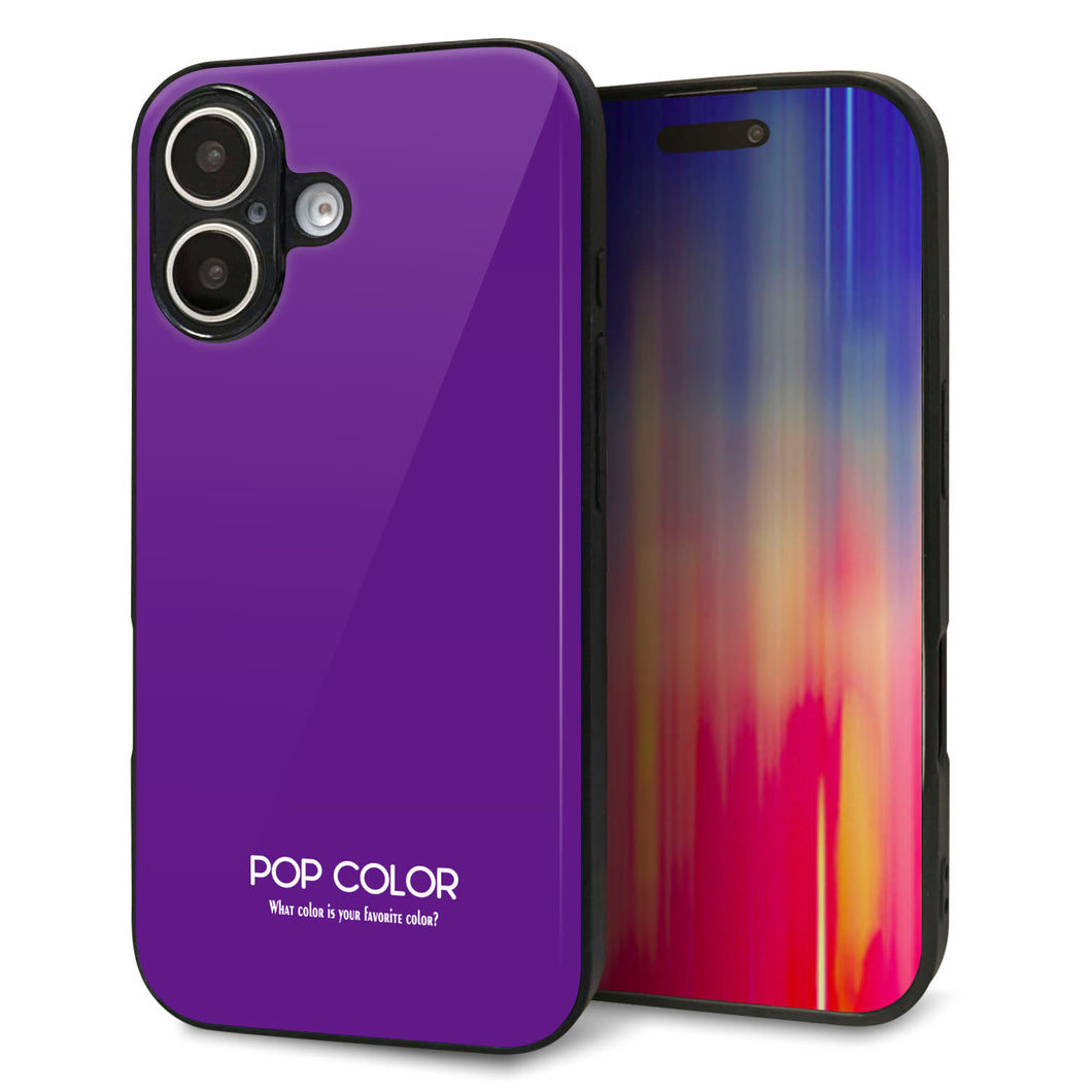 iPhone16 強化ガラス&TPUスマホケース ガラプリ【KM909 ポップカラー(パープル)】