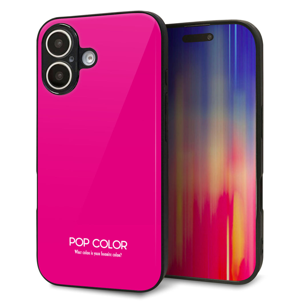 iPhone16 強化ガラス&TPUスマホケース ガラプリ【KM910 ポップカラー(ピンク)】