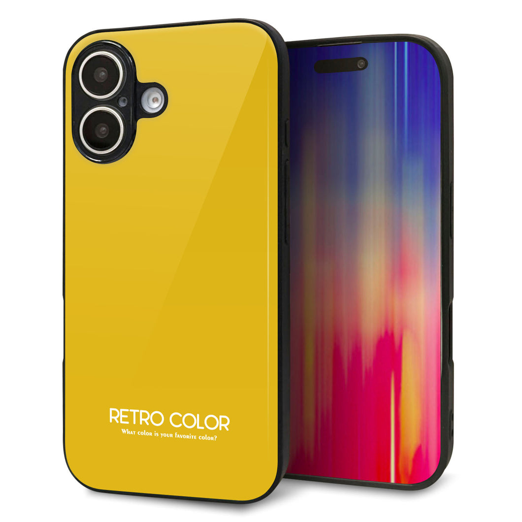iPhone16 強化ガラス&TPUスマホケース ガラプリ【KM920 レトロカラー(マスタード)】