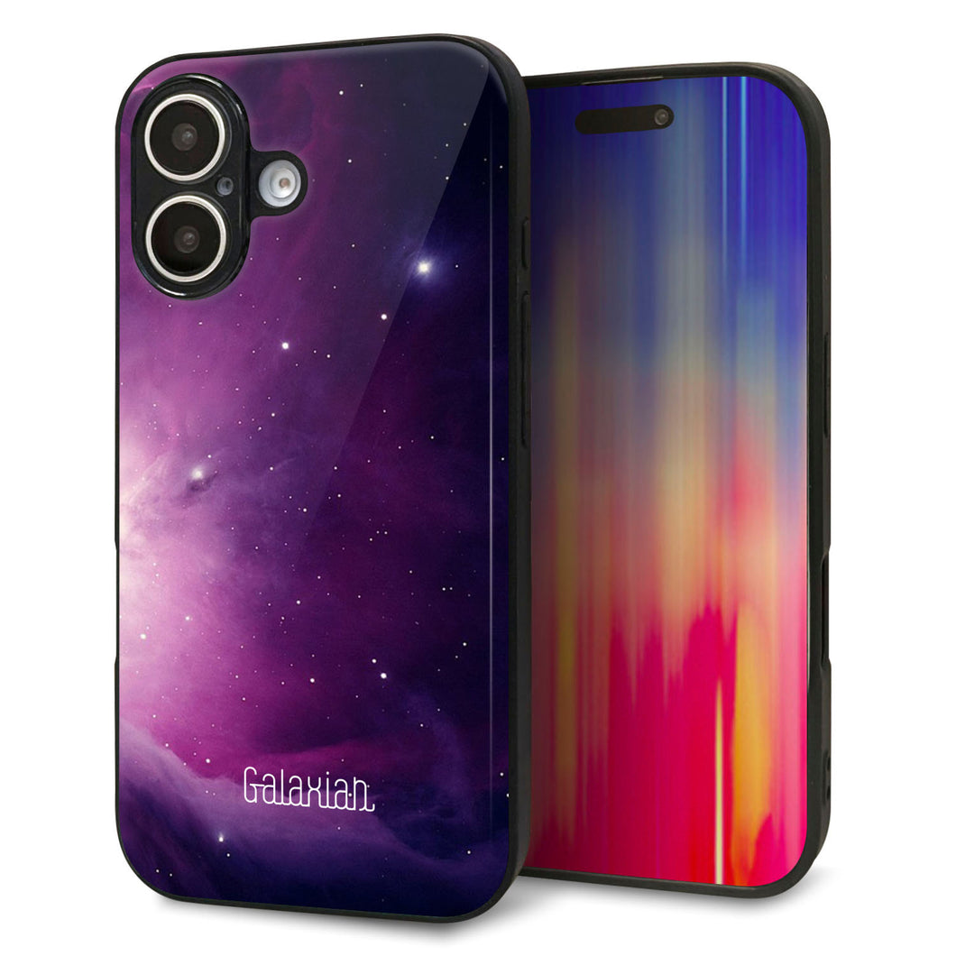 iPhone16 強化ガラス&TPUスマホケース ガラプリ【KM925 Galaxias Purple】