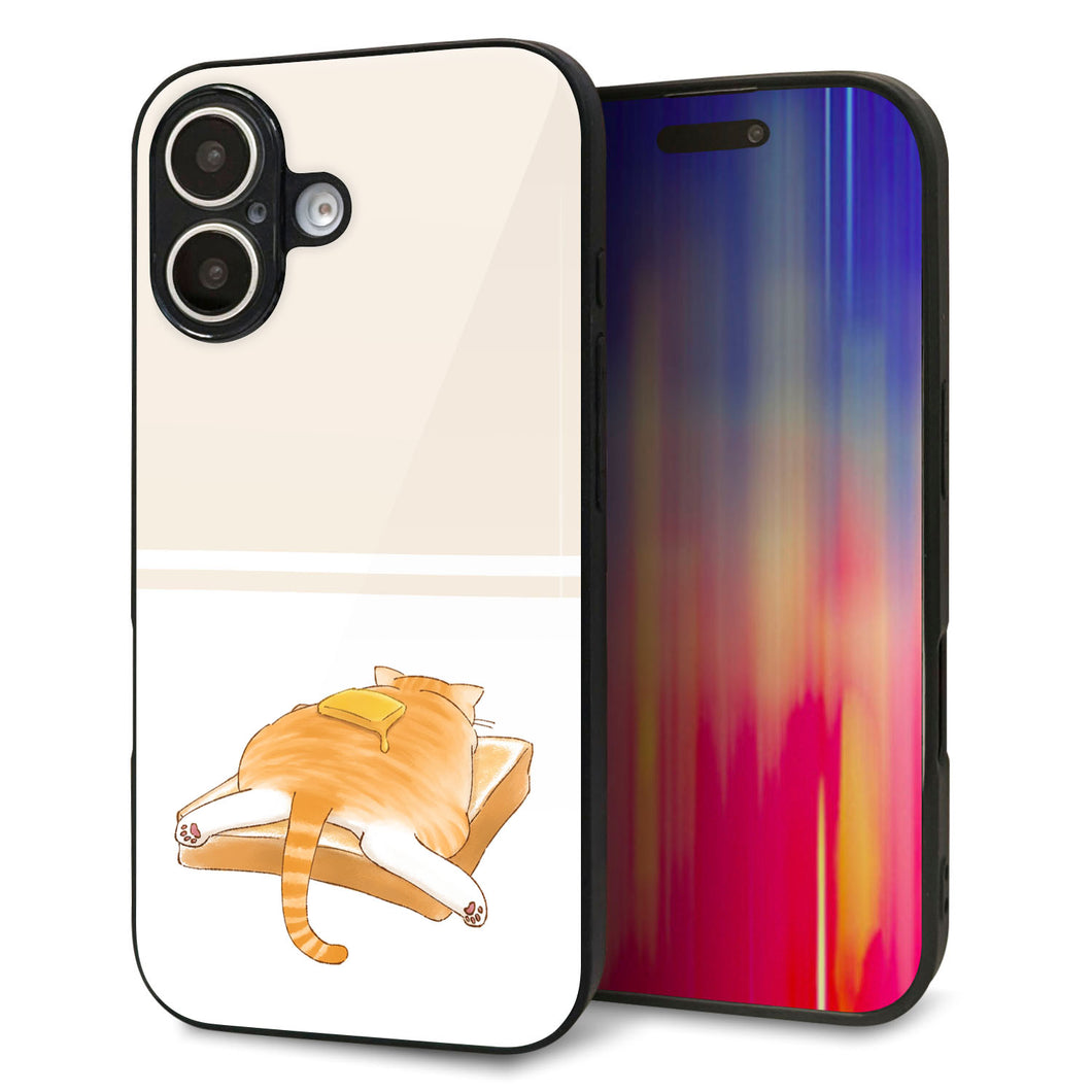 iPhone16 強化ガラス&TPUスマホケース ガラプリ【KM959 バター】