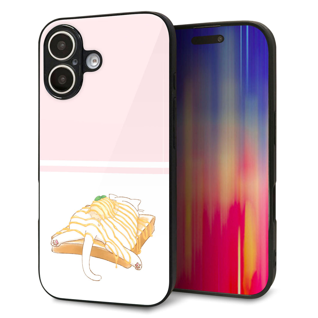 iPhone16 強化ガラス&TPUスマホケース ガラプリ【KM961 メープルアイス】