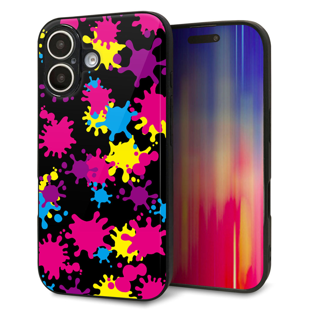 iPhone16 強化ガラス&TPUスマホケース ガラプリ【MA877 ペイントブラック】