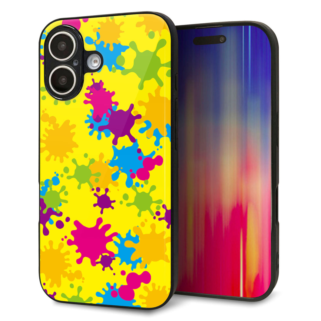 iPhone16 強化ガラス&TPUスマホケース ガラプリ【MA879 ペイントイエロー】
