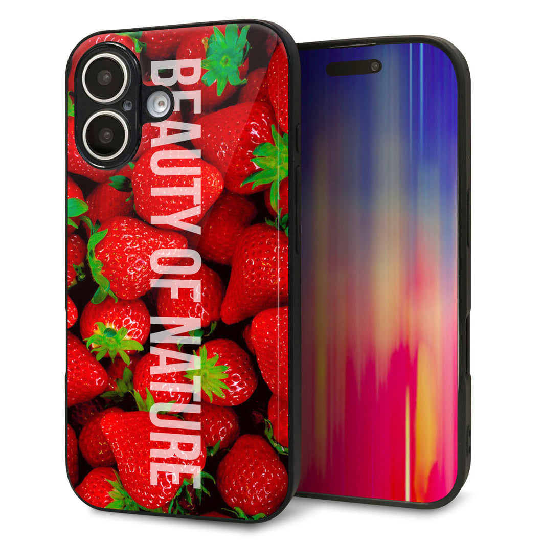 iPhone16 強化ガラス&TPUスマホケース ガラプリ【MA881 ストロベリー】