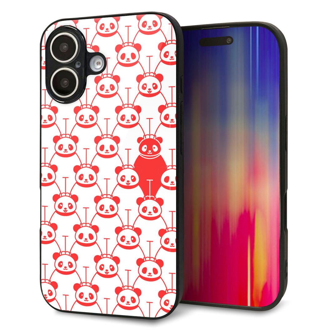 iPhone16 強化ガラス&TPUスマホケース ガラプリ【MA913 パターン パンダ】