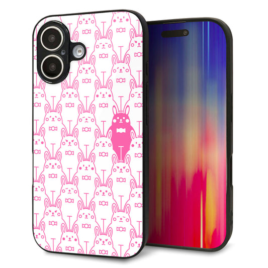 iPhone 16 強化ガラス&TPUスマホケース ガラプリ【MA914 パターン ウサギ】