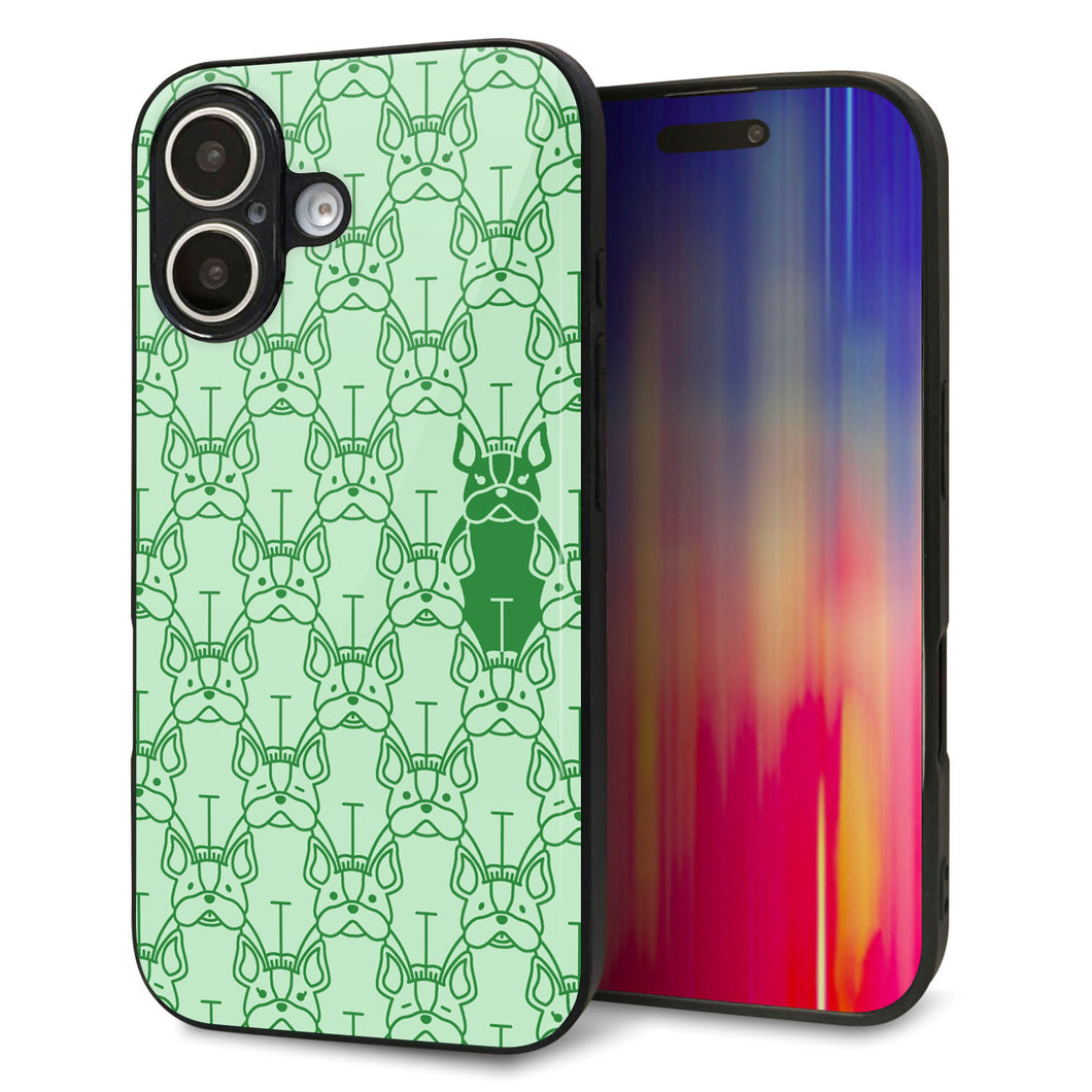 iPhone16 強化ガラス&TPUスマホケース ガラプリ【MA916 パターン ドッグ】