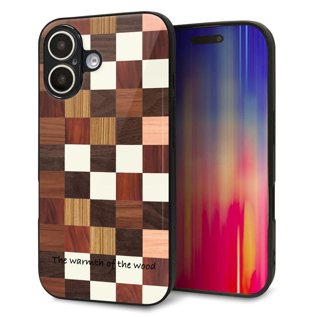iPhone16 強化ガラス&TPUスマホケース ガラプリ【MA929 寄木細工 チェッカー】