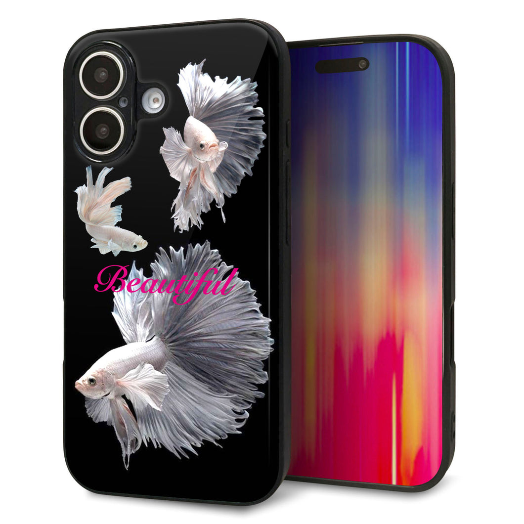 iPhone16 強化ガラス&TPUスマホケース ガラプリ【MA957 金魚 B】