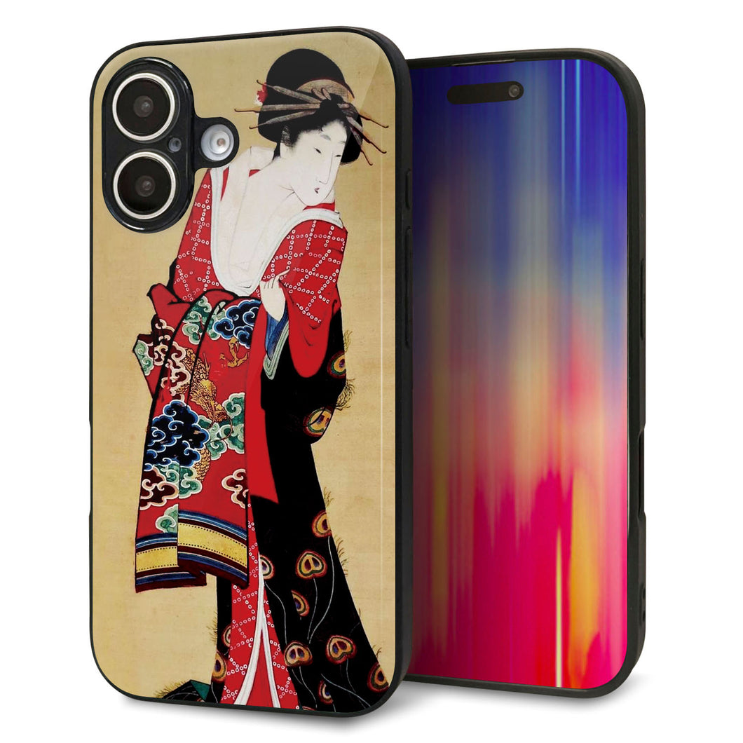 iPhone16 強化ガラス&TPUスマホケース ガラプリ【MA965 花魁 A】