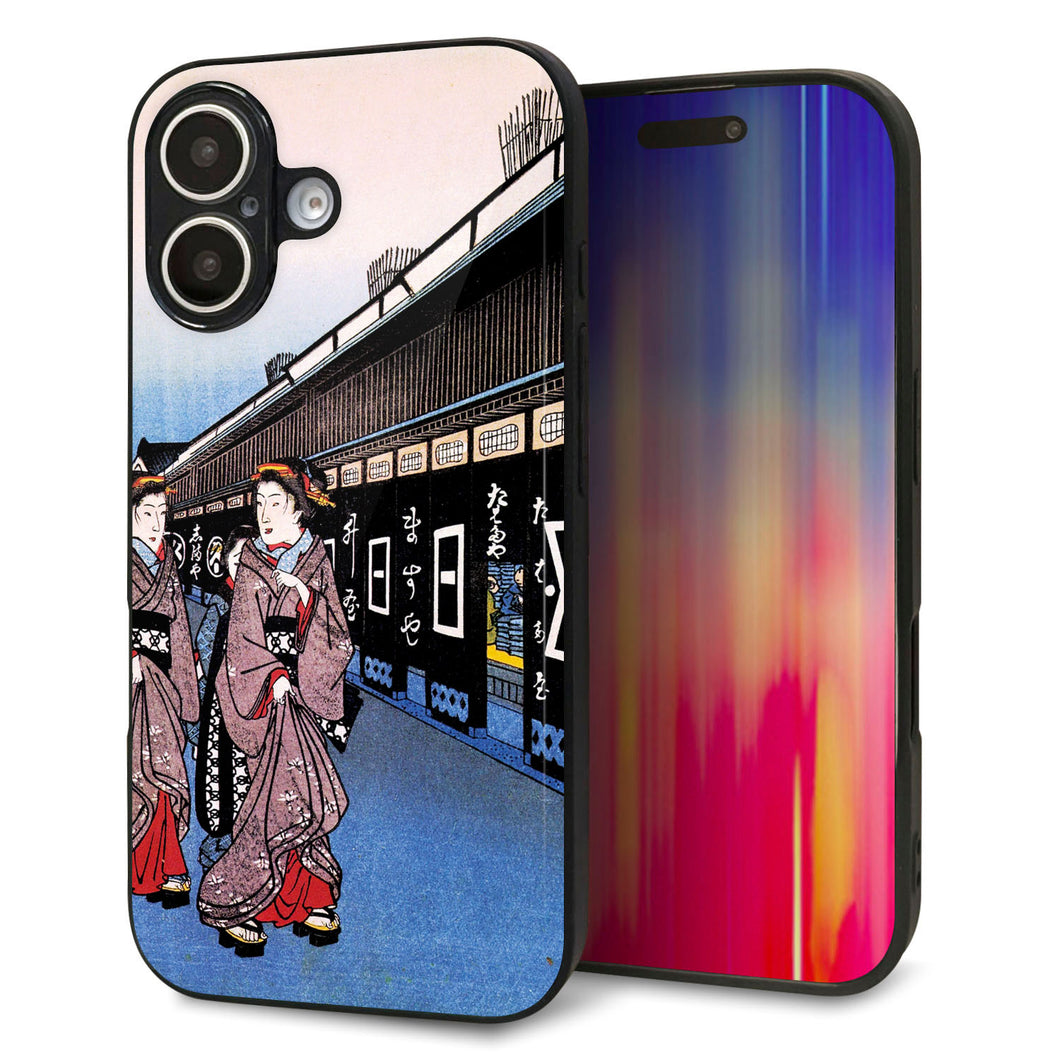 iPhone16 強化ガラス&TPUスマホケース ガラプリ【MA966 花魁 B】