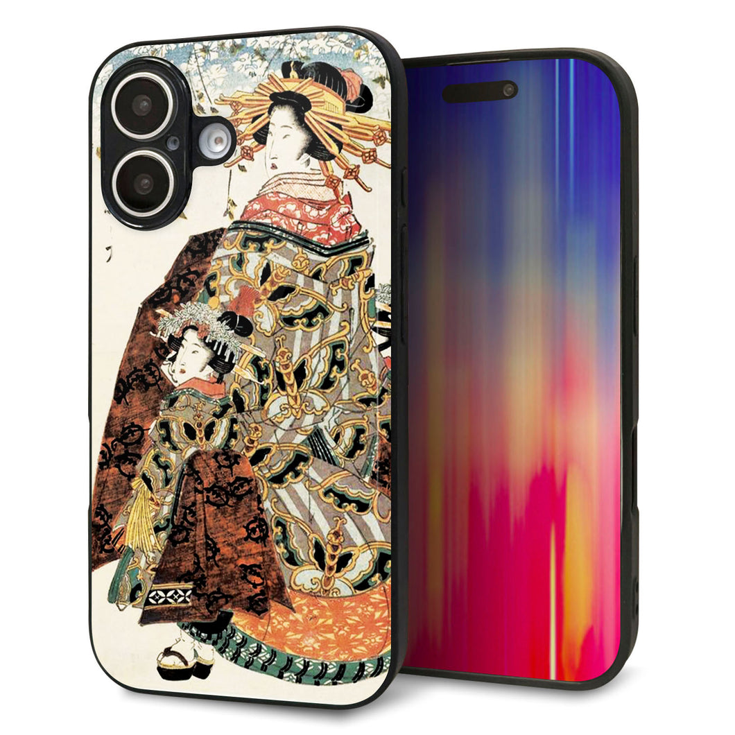 iPhone16 強化ガラス&TPUスマホケース ガラプリ【MA967 花魁 C】