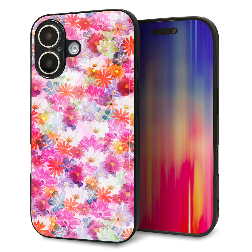 iPhone16 強化ガラス&TPUスマホケース ガラプリ【SC874 リバティプリント プレスドフラワー(ピンク)】