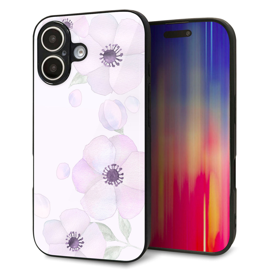 iPhone16 強化ガラス&TPUスマホケース ガラプリ【SC950 ドゥ・フルール(パウダーバイオレット)】