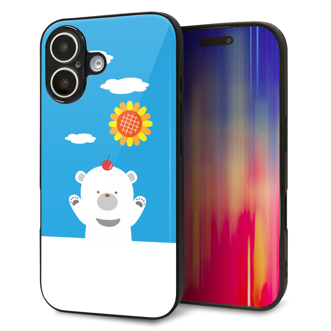 iPhone16 強化ガラス&TPUスマホケース ガラプリ【TA017 夏くま】