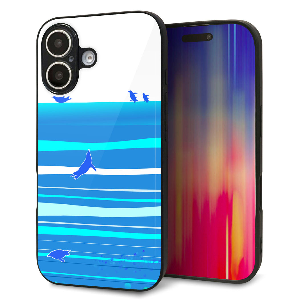 iPhone16 強化ガラス&TPUスマホケース ガラプリ【YB920 ペンギン01】