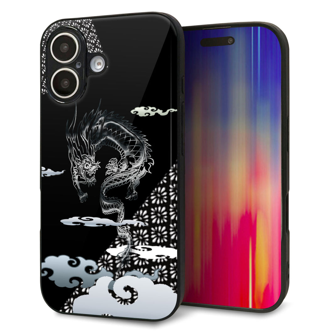 iPhone16 強化ガラス&TPUスマホケース ガラプリ【YC906 雲竜01】