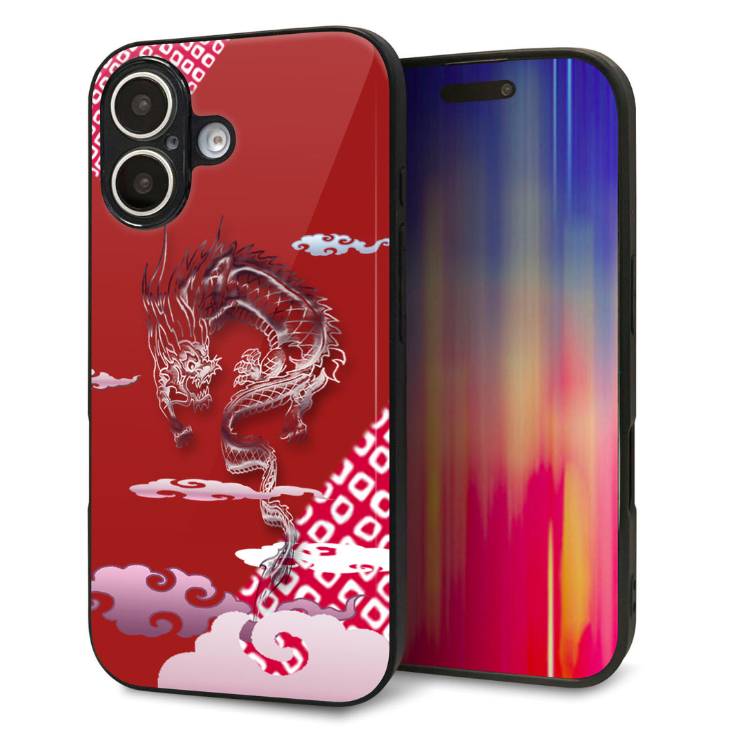 iPhone16 強化ガラス&TPUスマホケース ガラプリ【YC907 雲竜02】