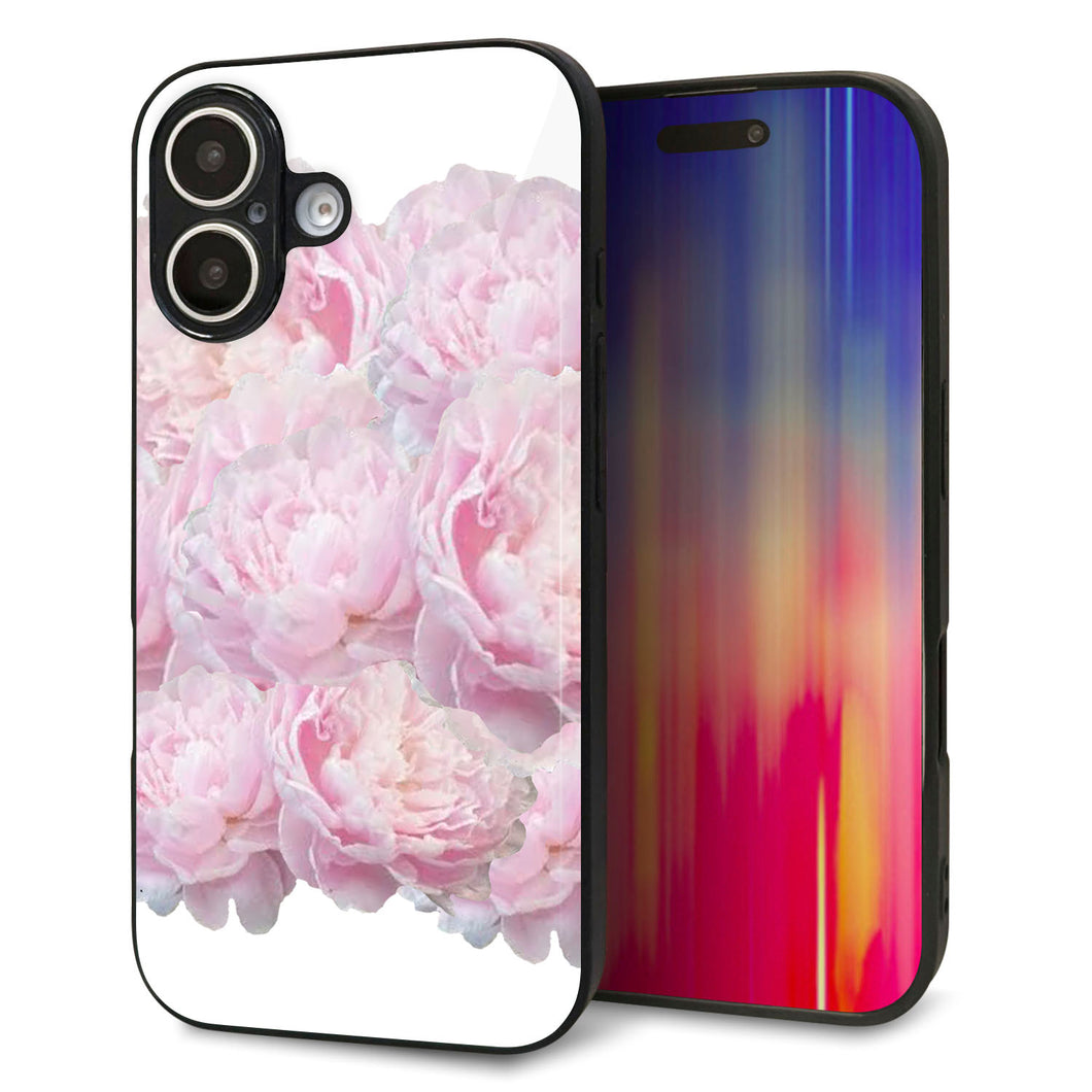 iPhone16 強化ガラス&TPUスマホケース ガラプリ【YI885 フラワー6】