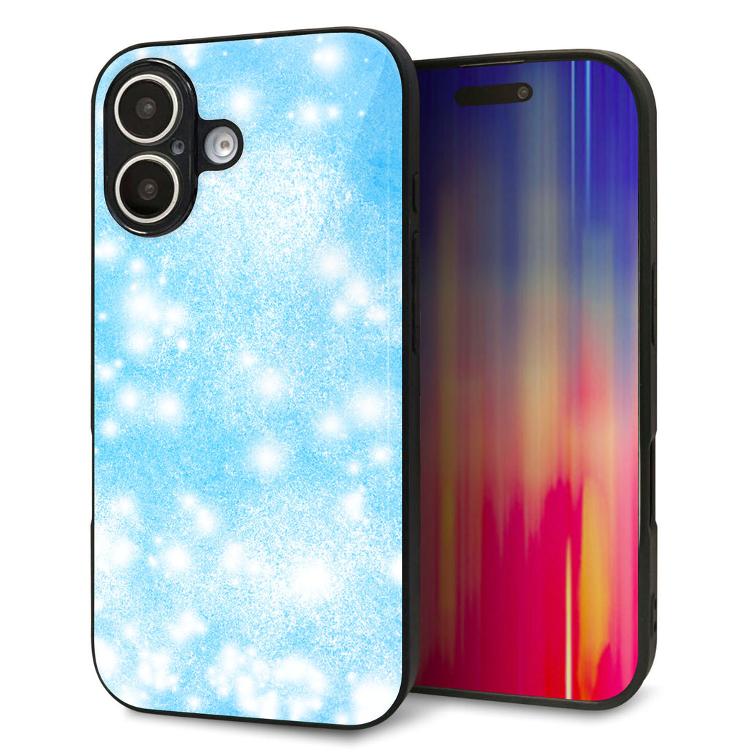 iPhone16 強化ガラス&TPUスマホケース ガラプリ【YJ289 デザインブルー】