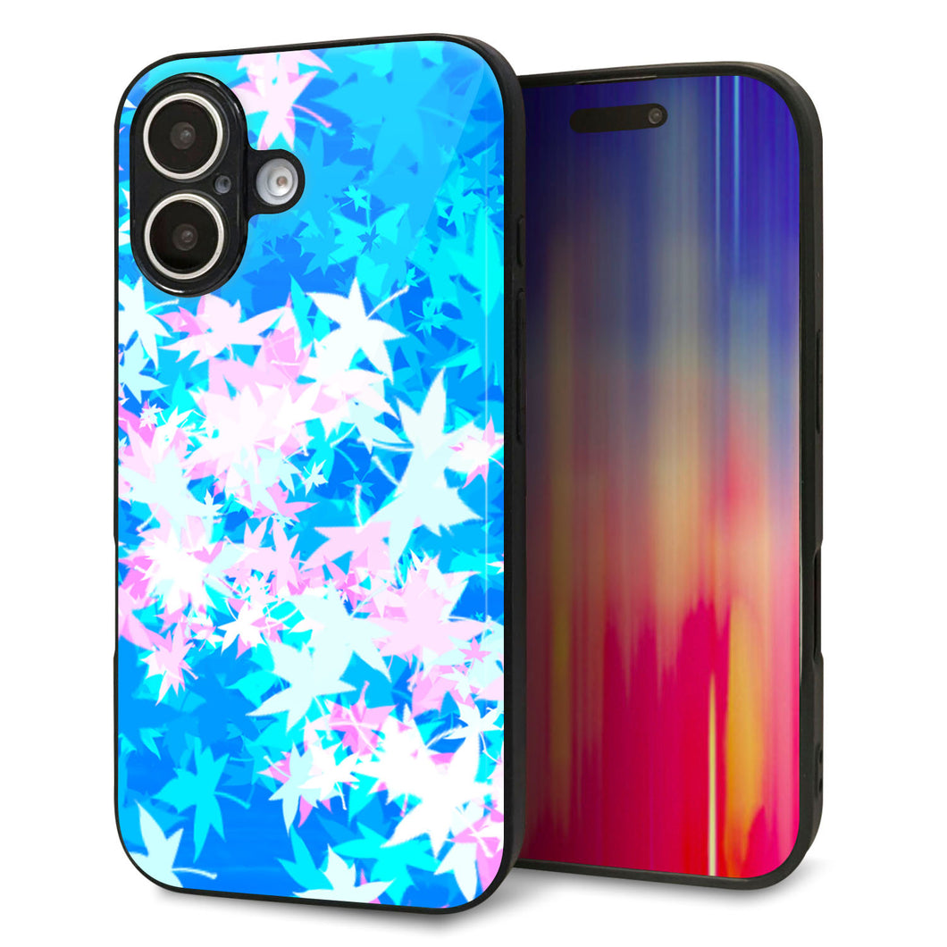 iPhone16 強化ガラス&TPUスマホケース ガラプリ【YJ290 デザインもみじ】