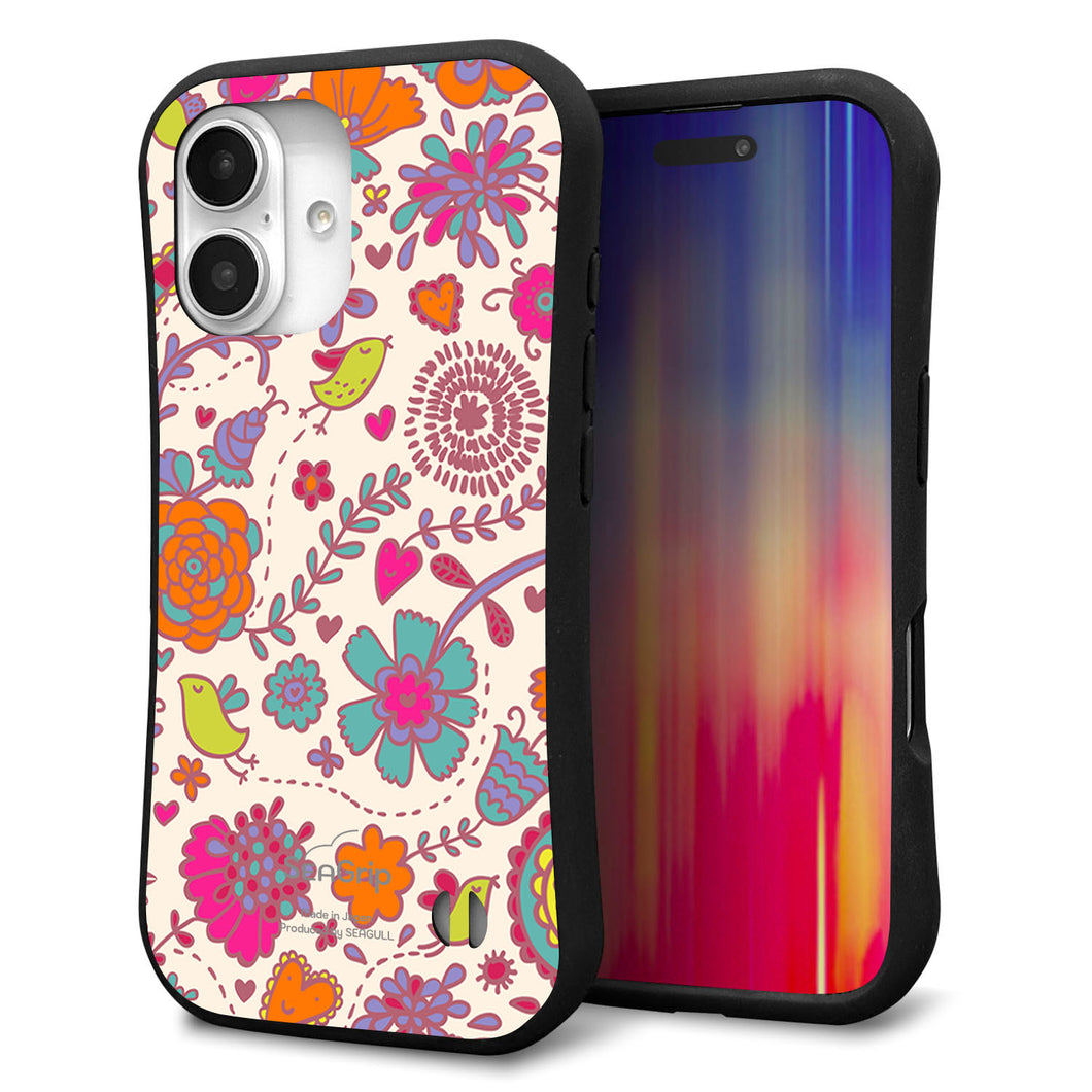 iPhone16 スマホケース 「SEA Grip」 グリップケース Sライン 【323 小鳥と花】 UV印刷