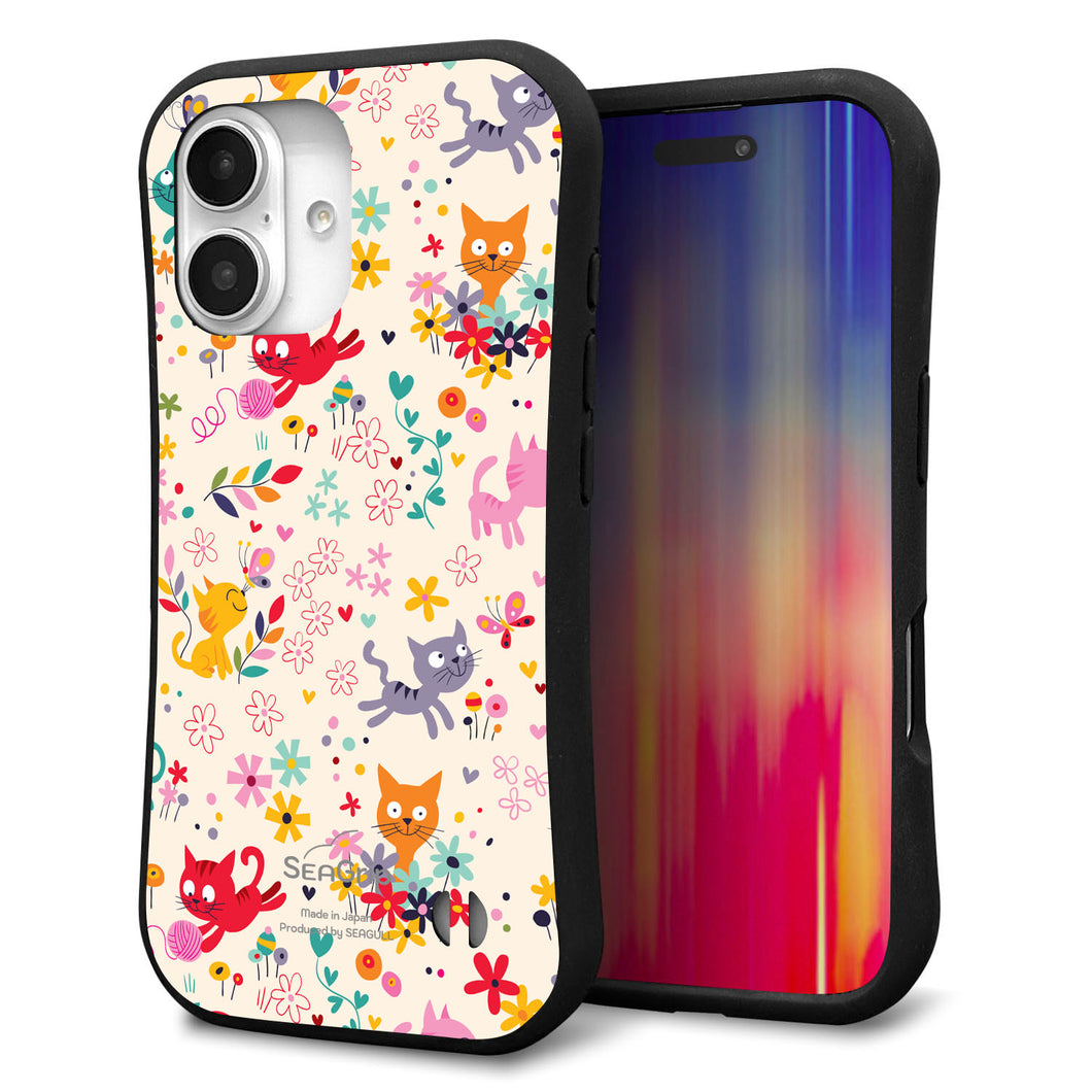 iPhone16 スマホケース 「SEA Grip」 グリップケース Sライン 【693 ネコのあそび場】 UV印刷