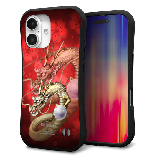iPhone16 スマホケース 「SEA Grip」 グリップケース Sライン 【1004 桜と龍】 UV印刷