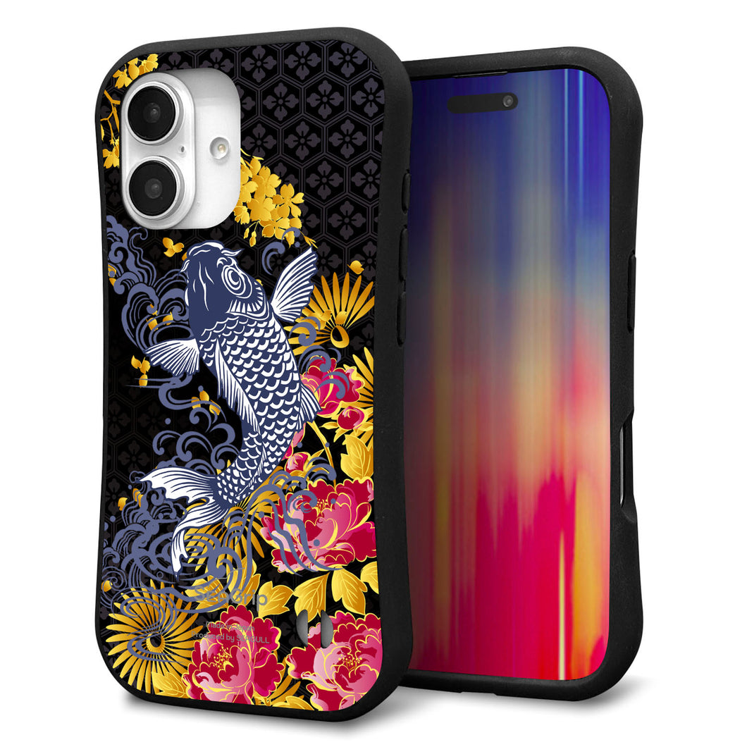 iPhone16 スマホケース 「SEA Grip」 グリップケース Sライン 【1028 牡丹と鯉】 UV印刷