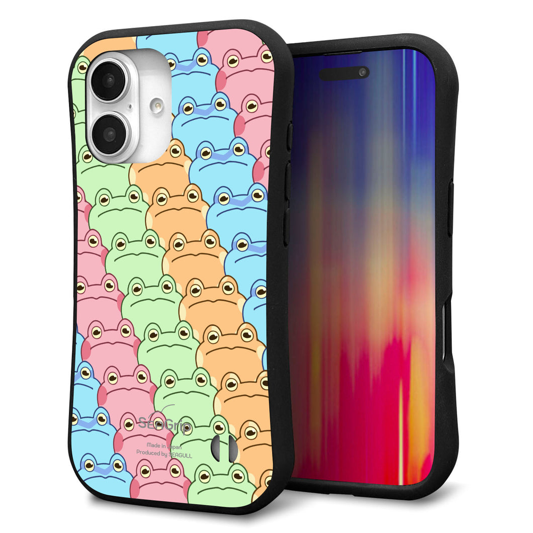 iPhone16 スマホケース 「SEA Grip」 グリップケース Sライン 【HA279 カエル柄】 UV印刷
