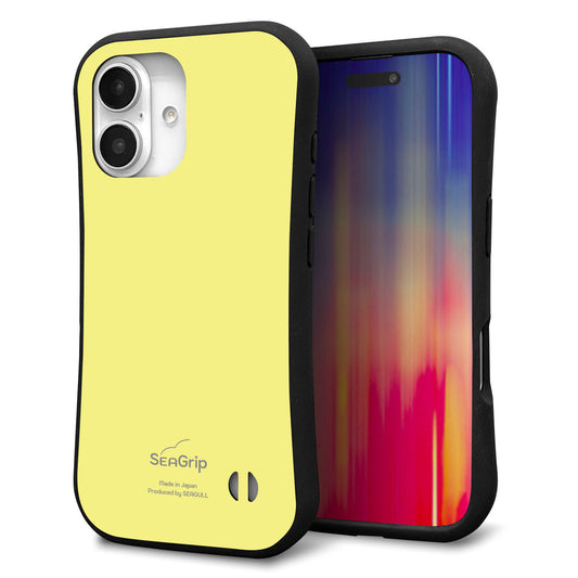 iPhone16 スマホケース 「SEA Grip」 グリップケース Sライン 【KM897 パステルカラー(パステルイエロー)】 UV印刷