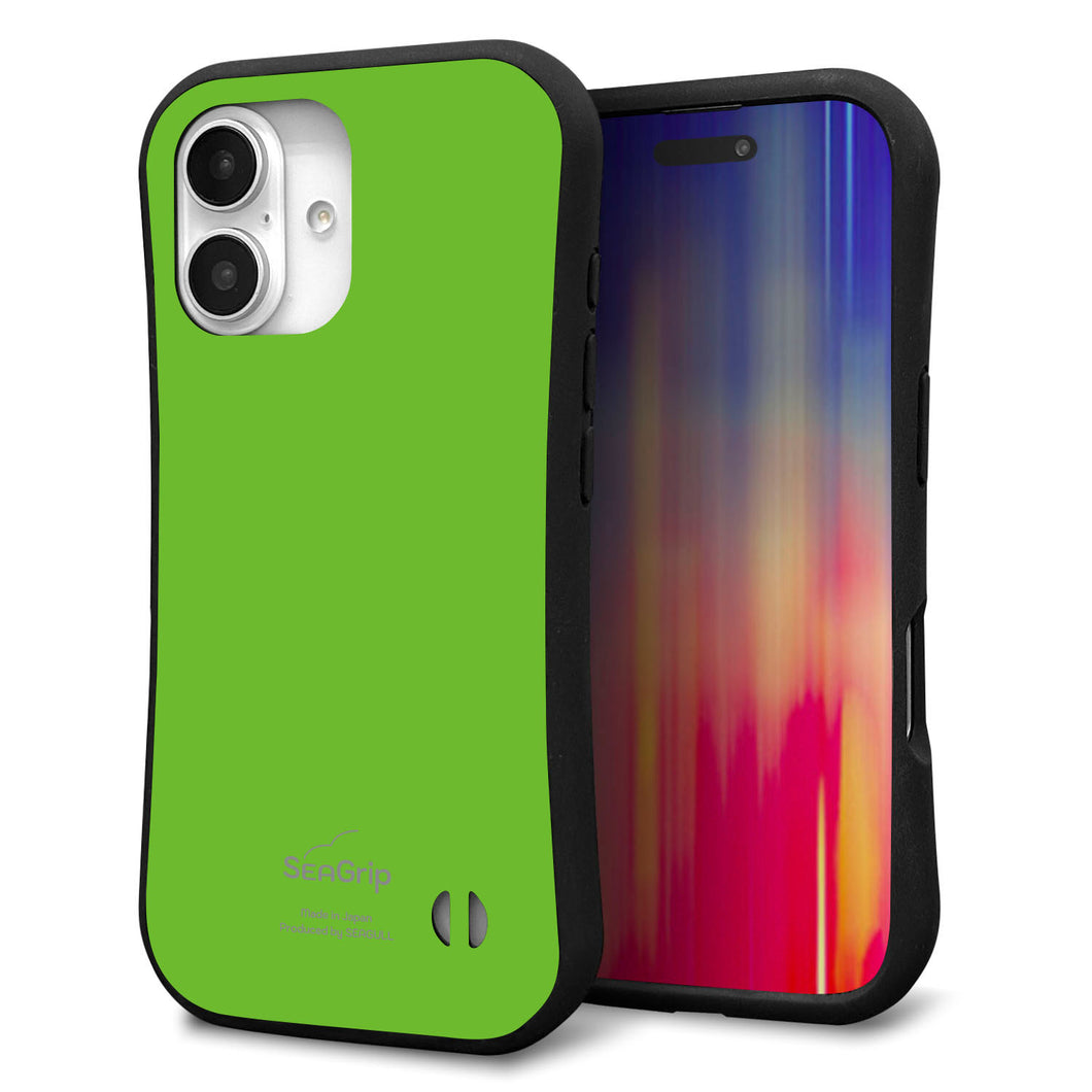iPhone16 スマホケース 「SEA Grip」 グリップケース Sライン 【KM914 ポップカラー(ライム)】 UV印刷