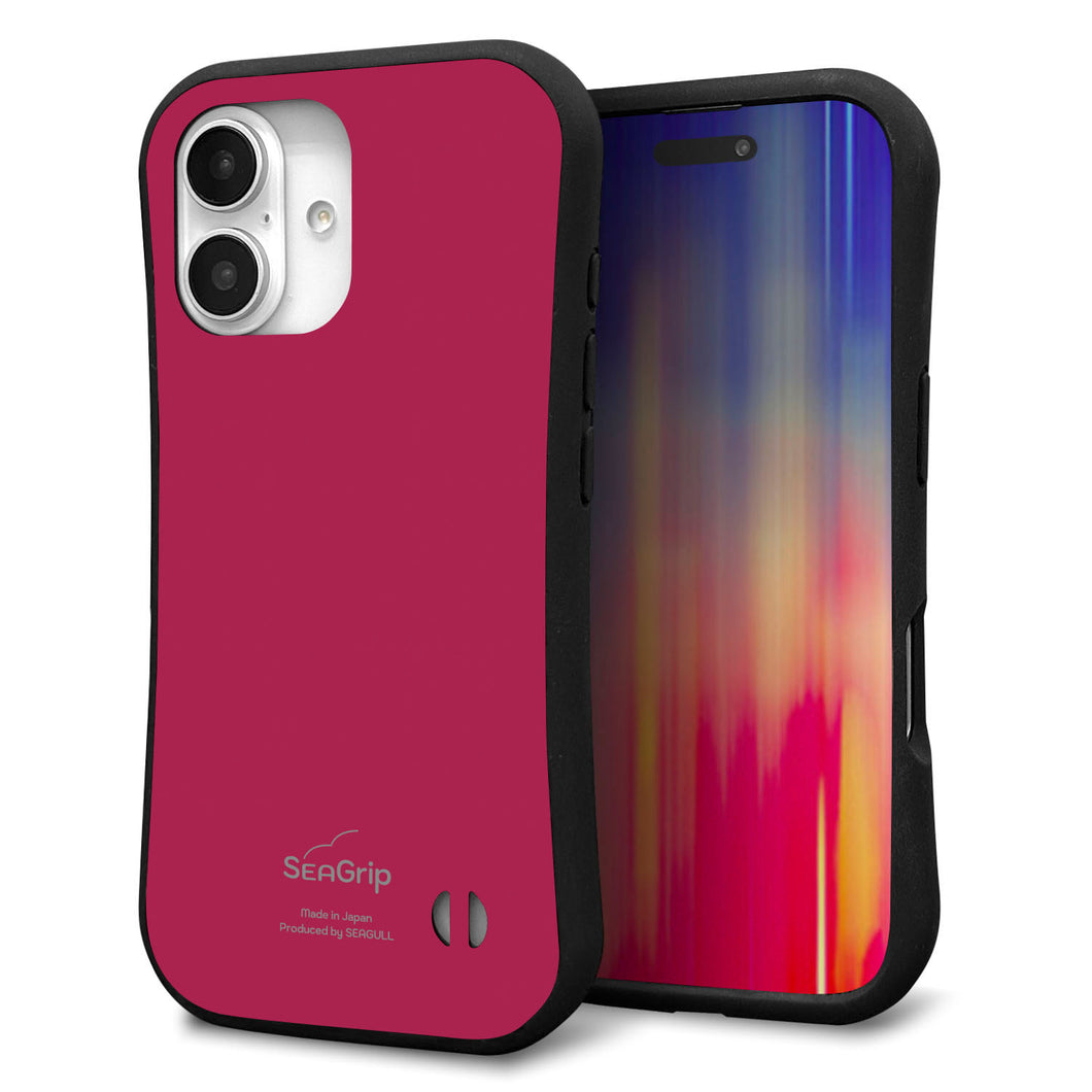 iPhone16 スマホケース 「SEA Grip」 グリップケース Sライン 【KM921 レトロカラー(ダークピンク)】 UV印刷