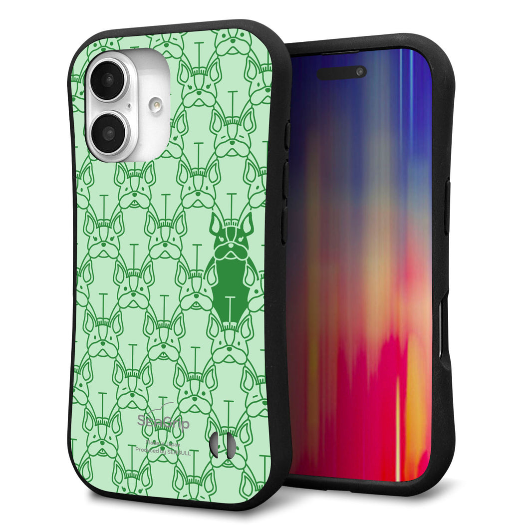 iPhone16 スマホケース 「SEA Grip」 グリップケース Sライン 【MA916 パターン ドッグ】 UV印刷