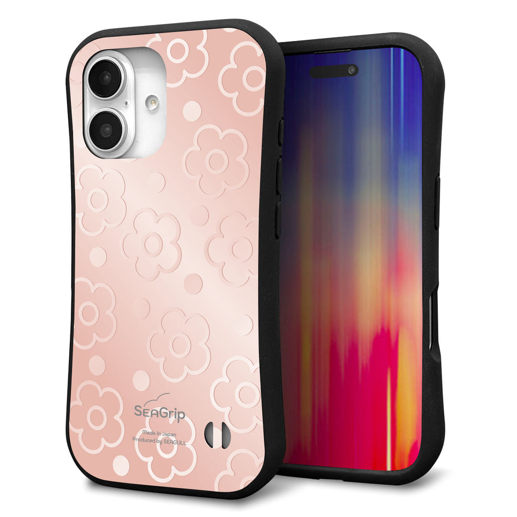 iPhone16 スマホケース 「SEA Grip」 グリップケース Sライン 【SC843 エンボス風デイジーシンプル(ローズピンク)】 UV印刷
